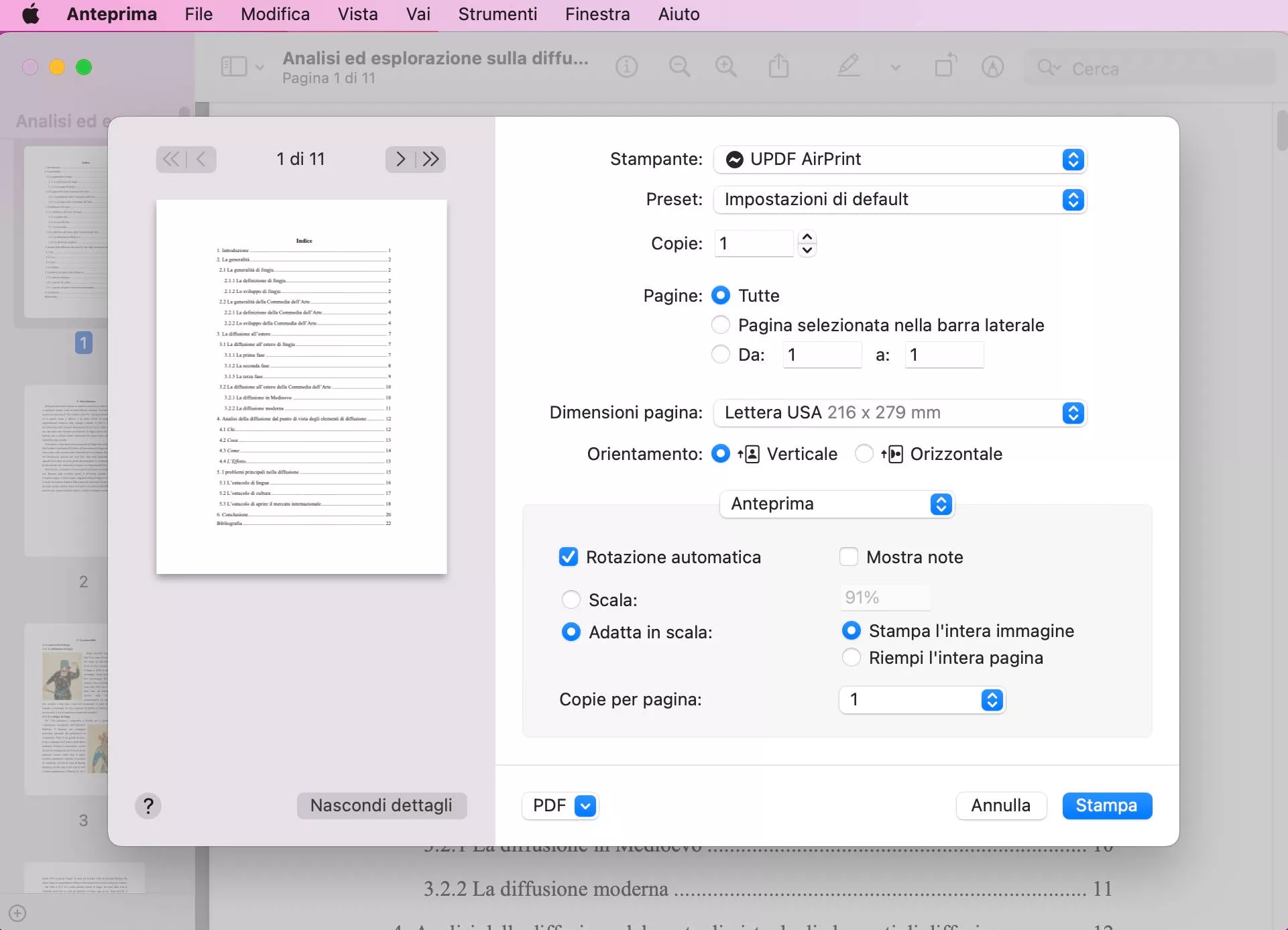 Stampare un file PDF con Anteprima