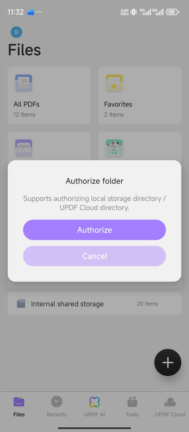 อนุญาตโฟลเดอร์ใน updf บน Android