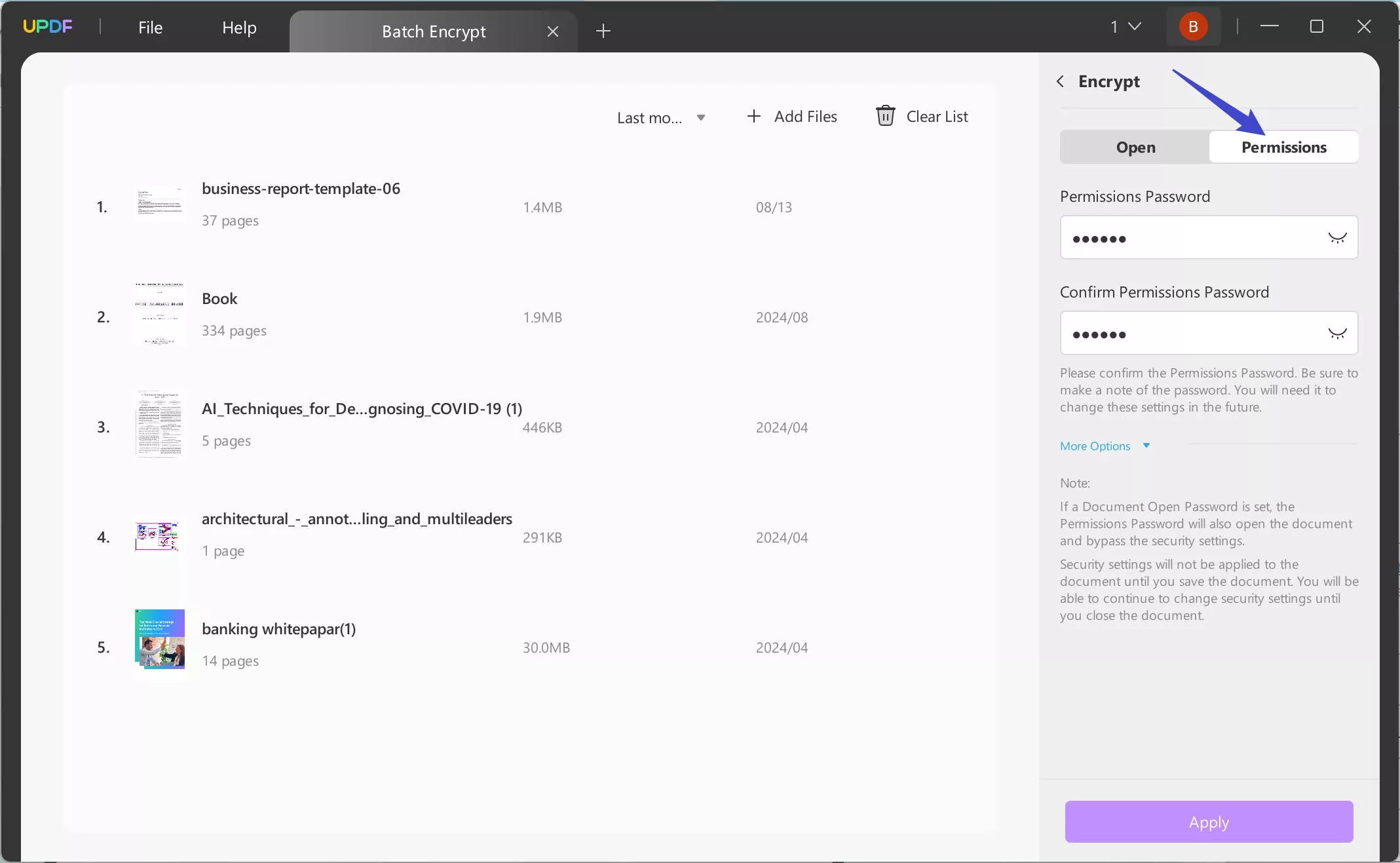 batch adding permission password