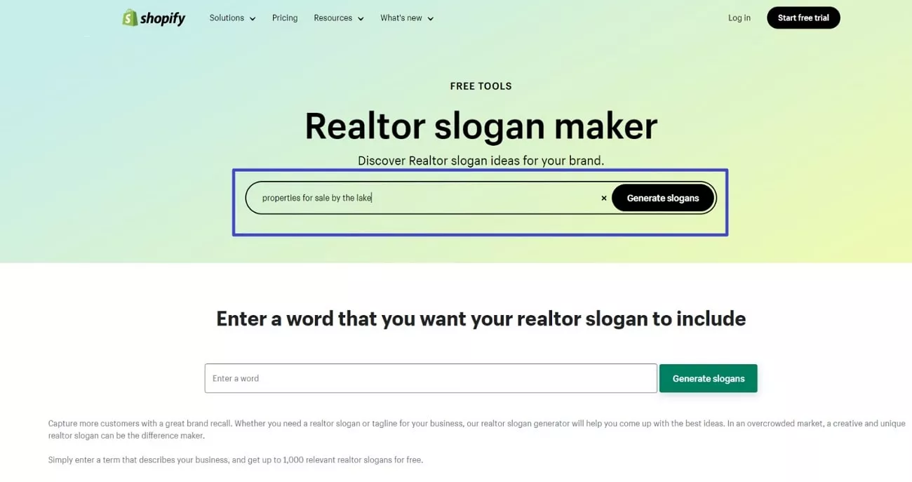 provide prompt to shopify slogan maker