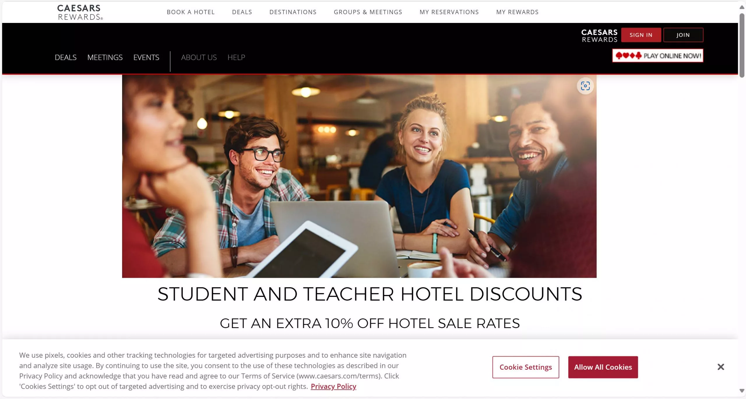 caesars education discount