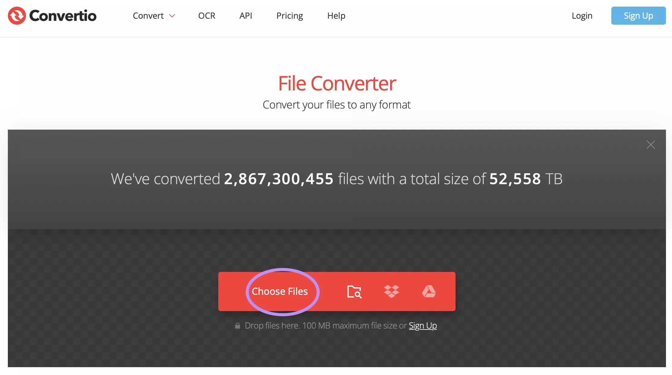 choose files in convertio