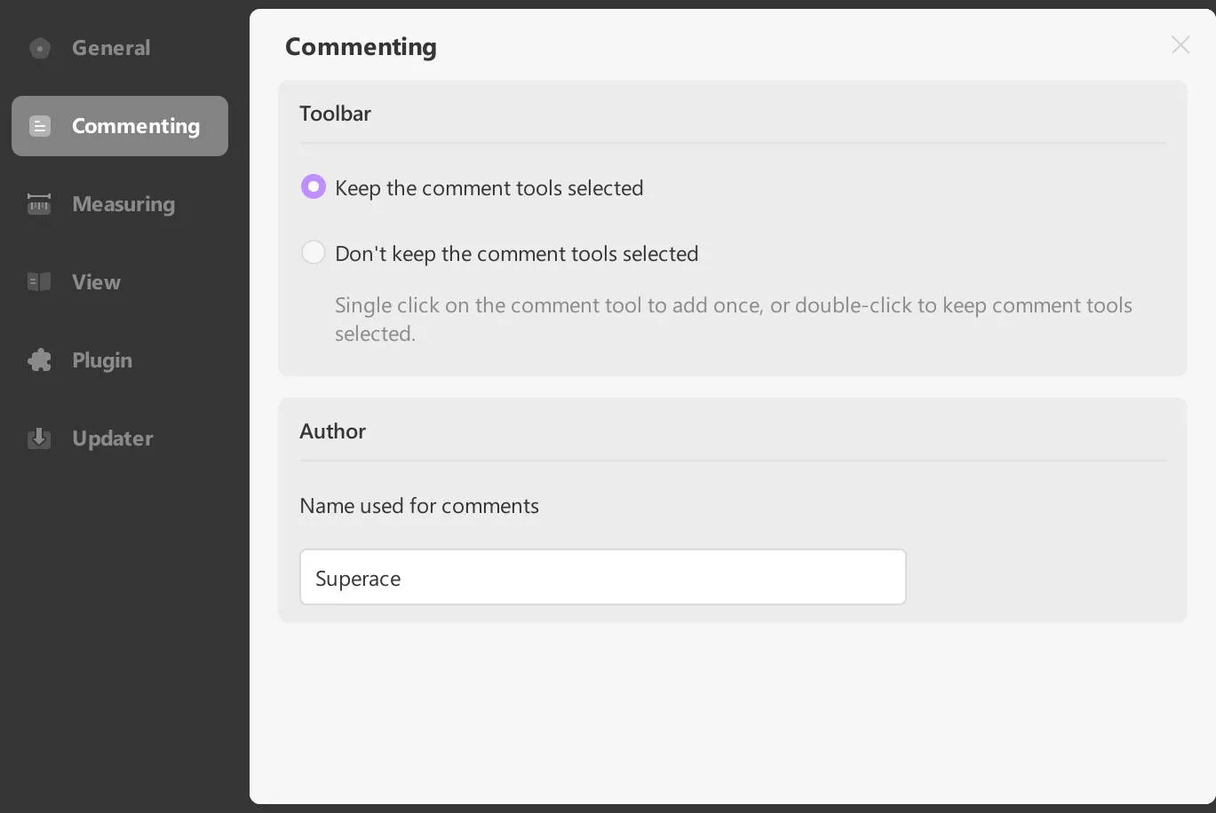 commenting preferences