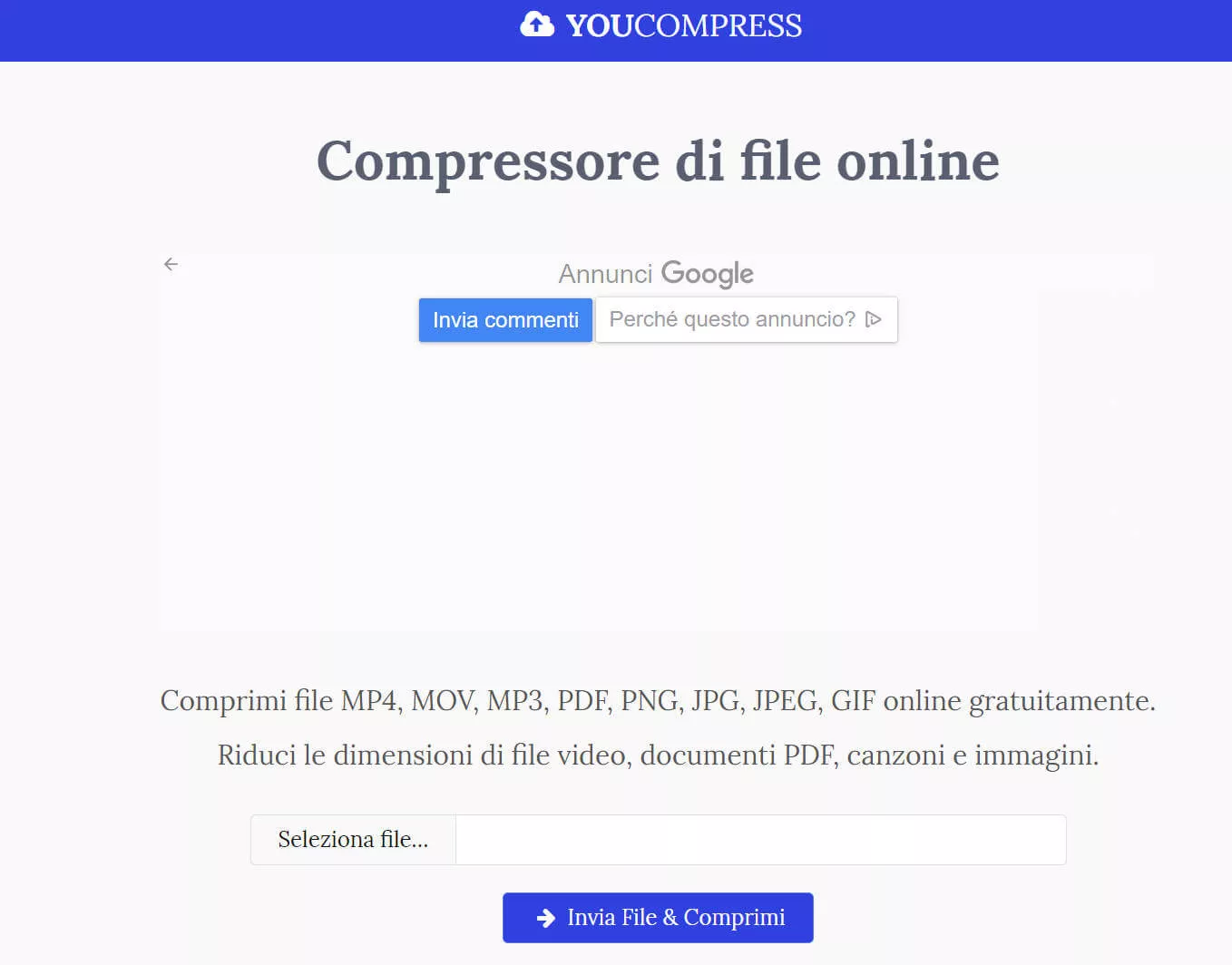 Comprimere file Word online con YouCompress