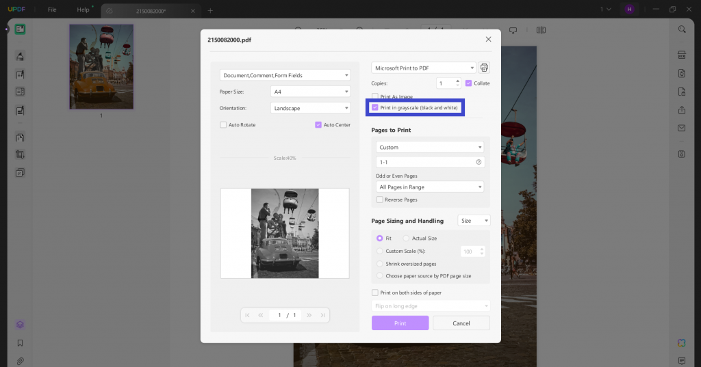 convert image to black and white print
