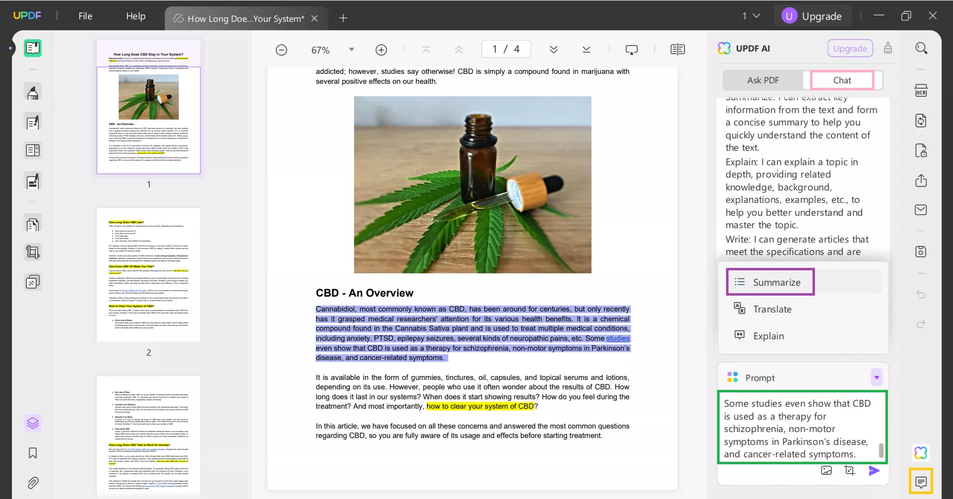 copy and paste text to summarize with UPDF on Windows and Mac