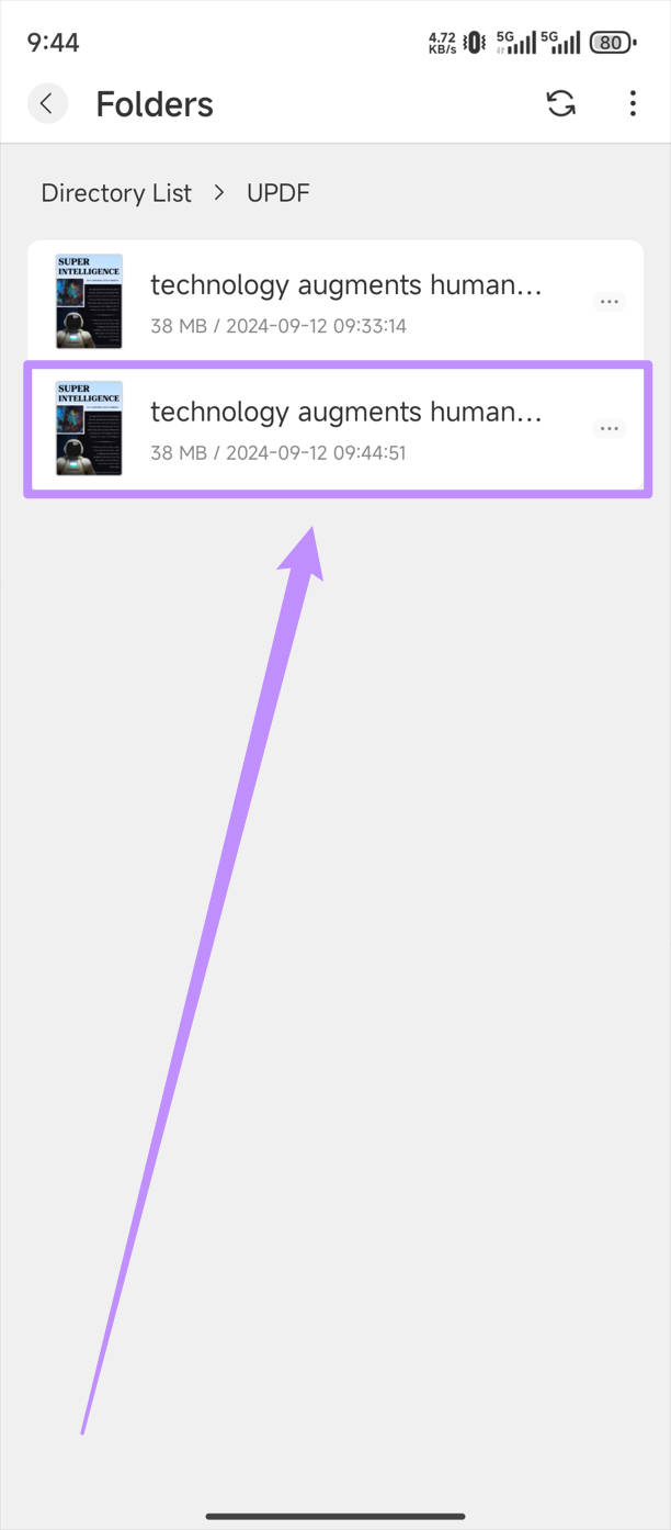 คัดลอกหลังจากใช้ Duplicate ใน UPDF Android