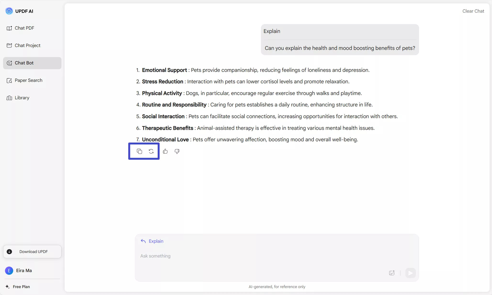 review answer generated