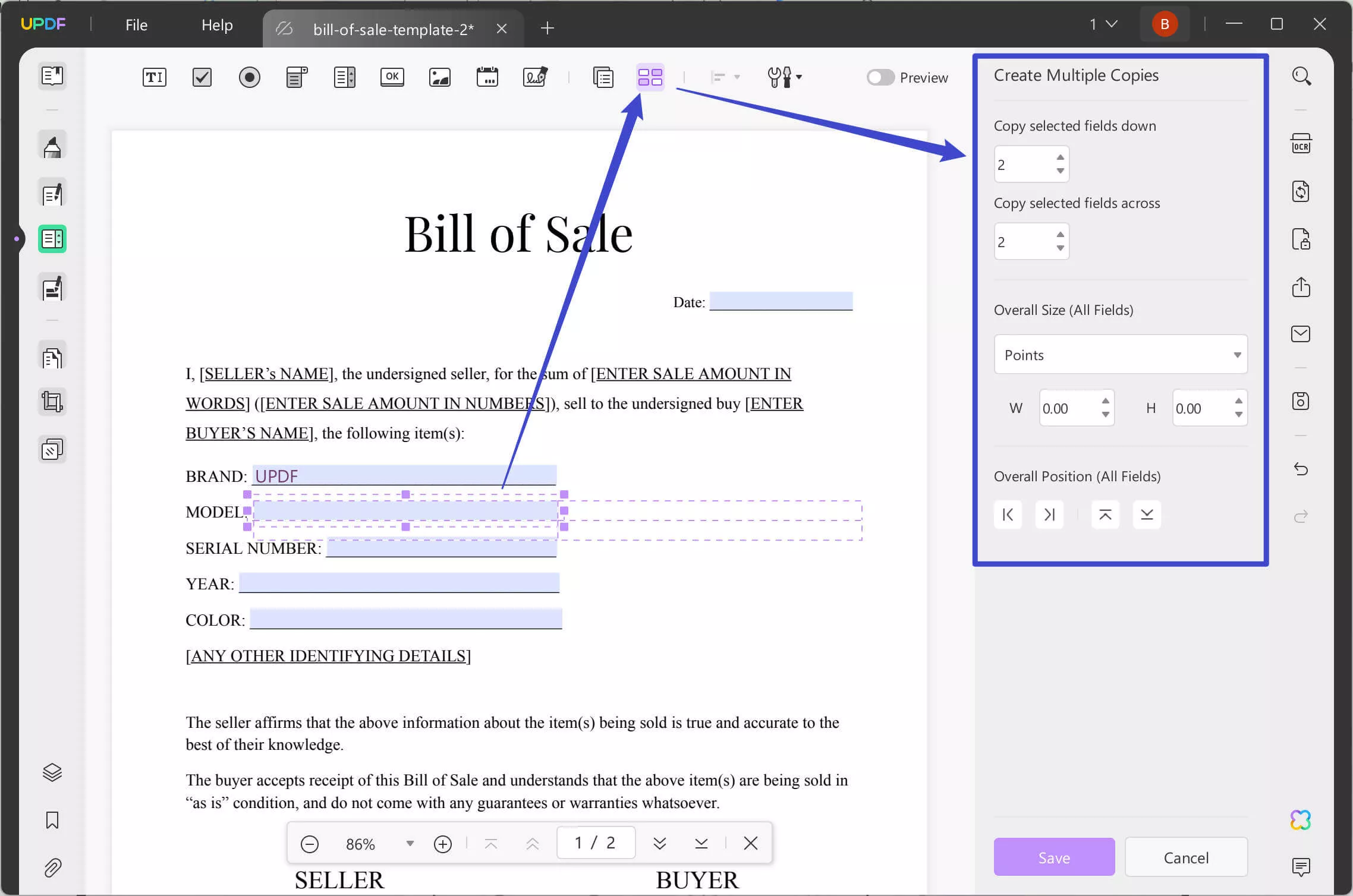 create multiple copies of form fields