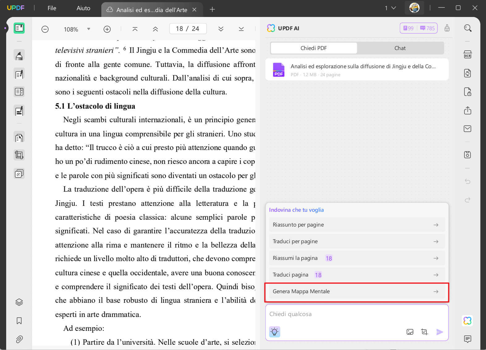 Riassumi PDF in Formato Mappa Mentale