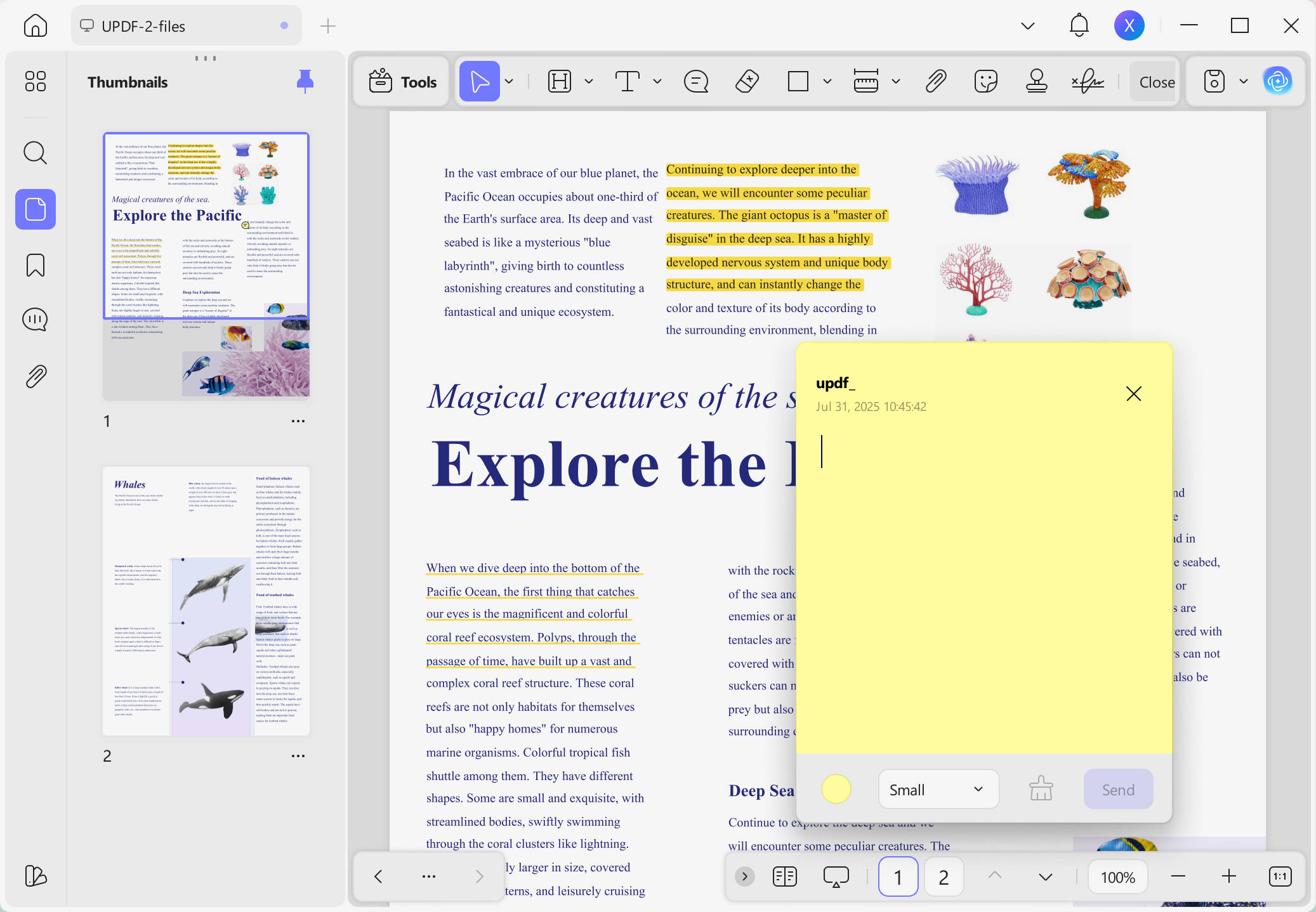 Choose any annotation you want and choose the Delection icon to erase it.