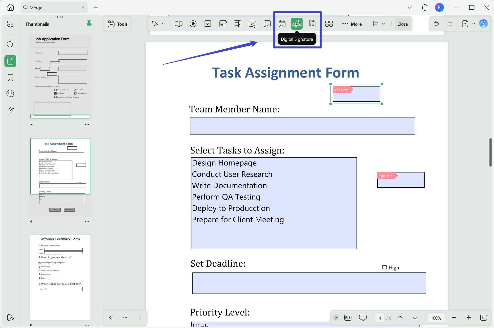 access digital signature tool updf
