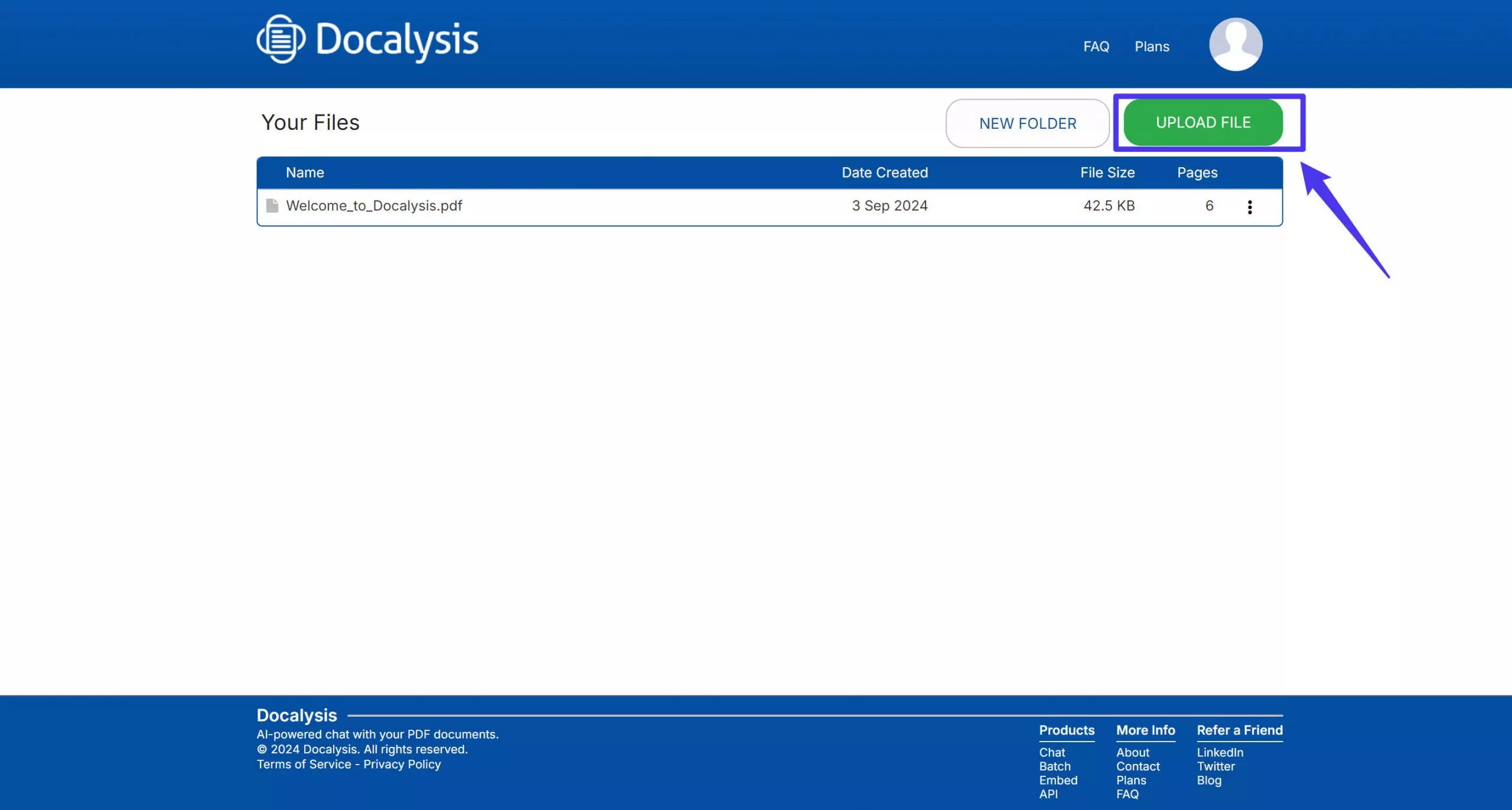 analyze pdf upload the pdf document in docalysis