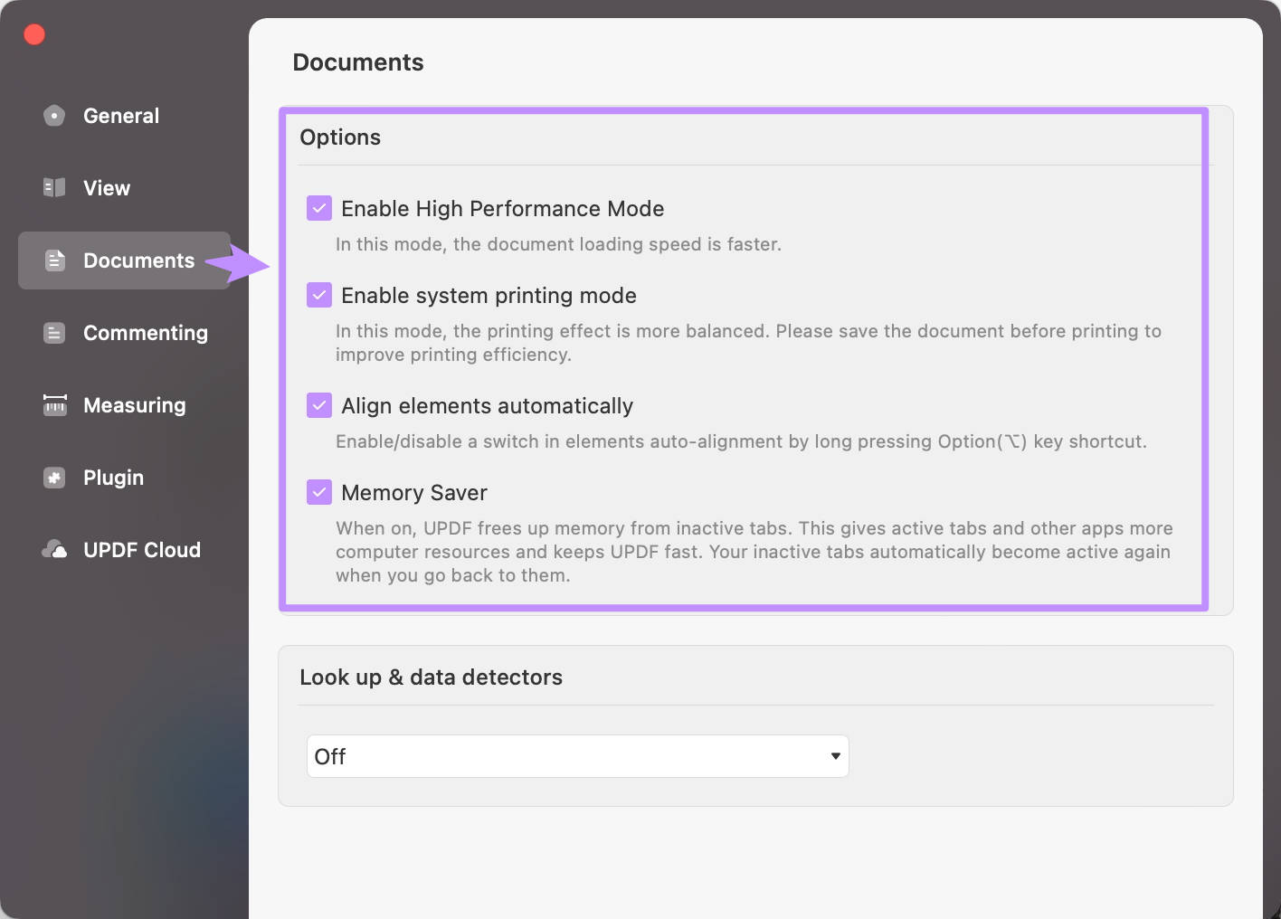 Document preferences in updf on mac
