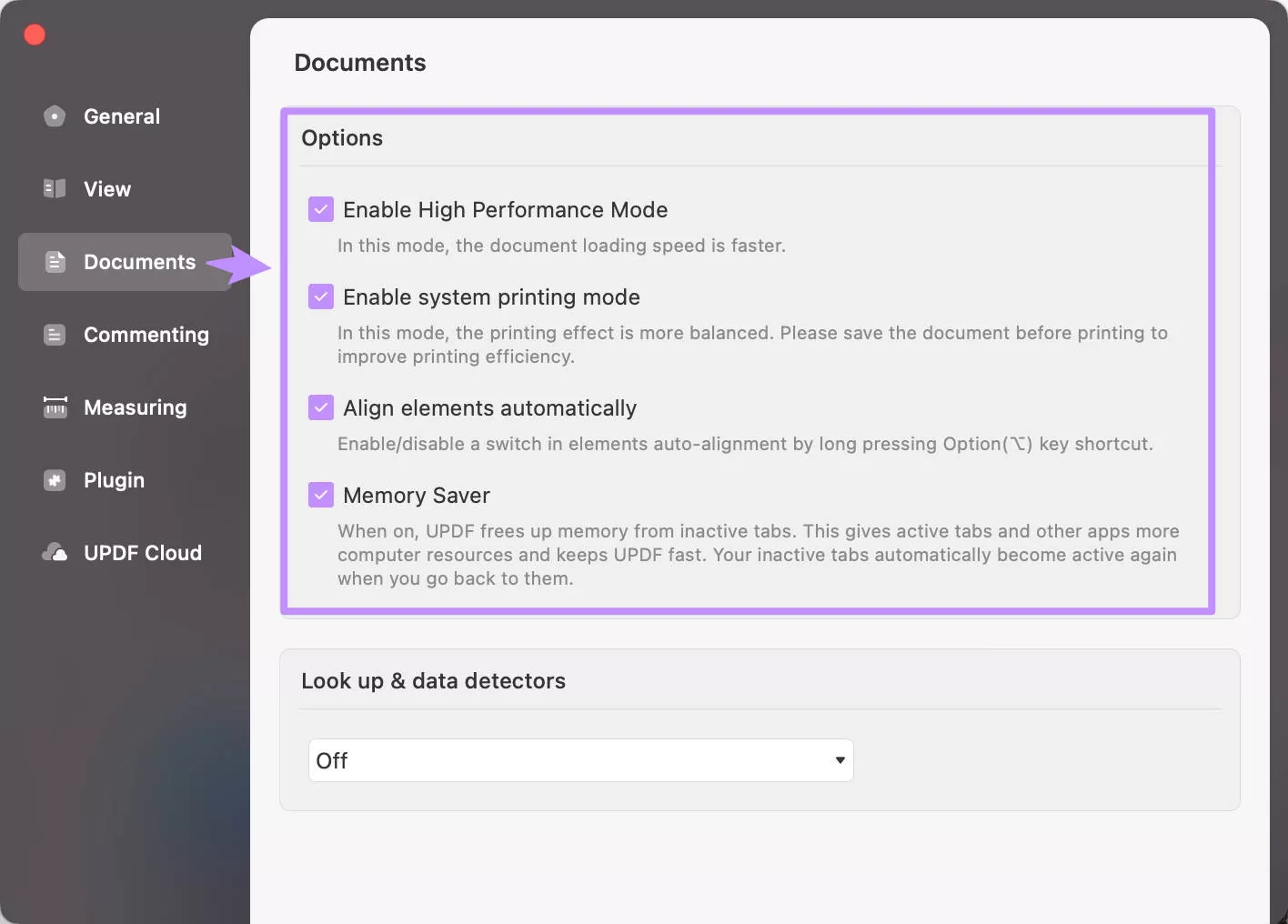 Document preferences in updf on mac