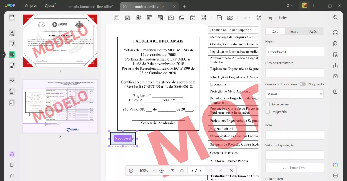 Como Editar a Lista Suspensa em PDF