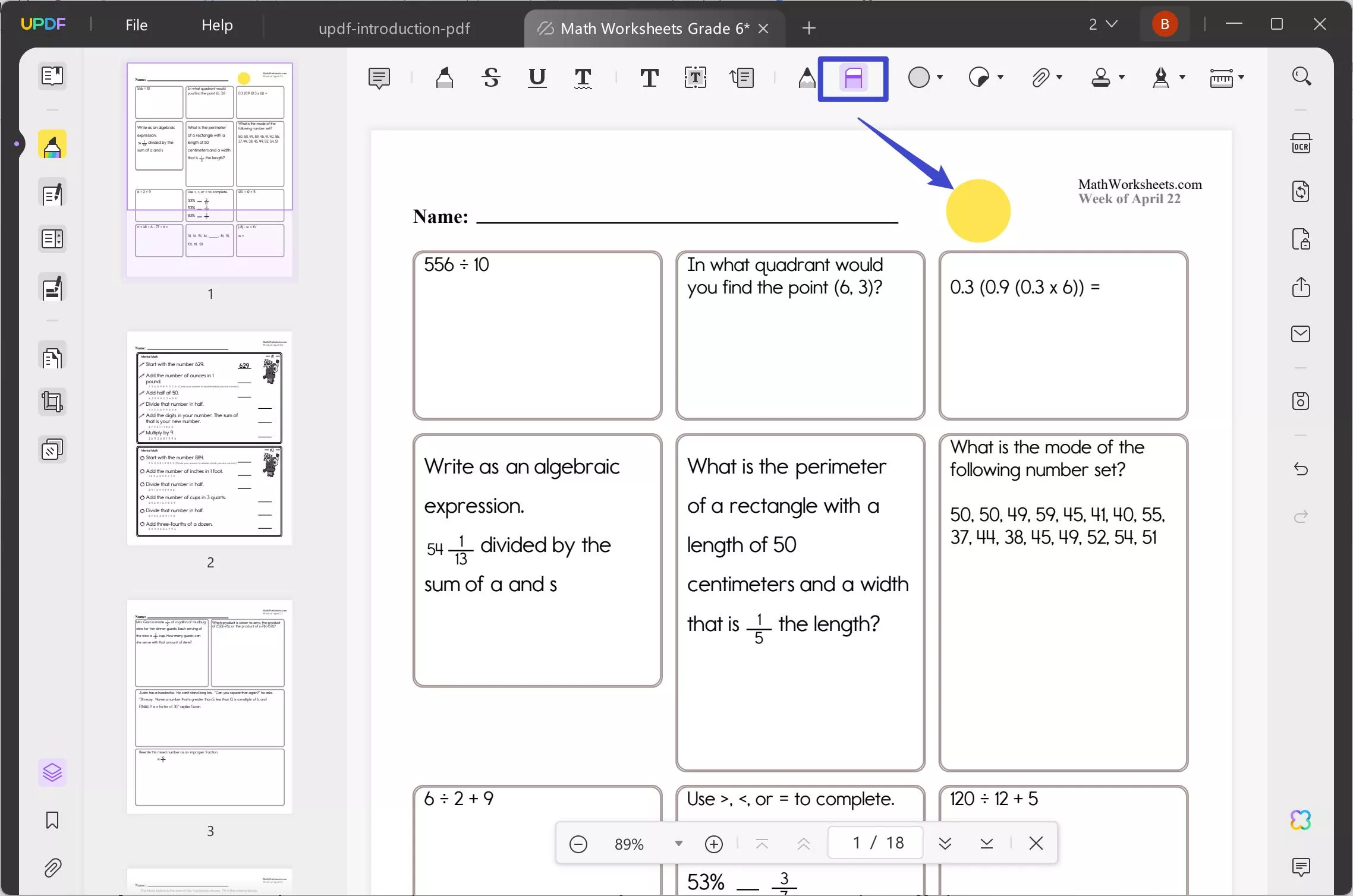 Use the eraser to remove the drawings or annotations