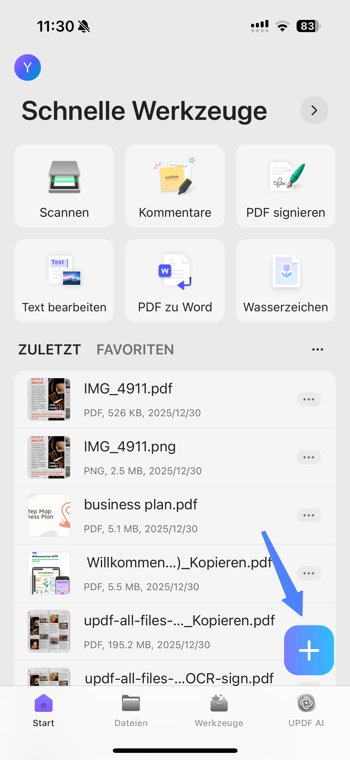 auf das Plus-Symbol tippen 