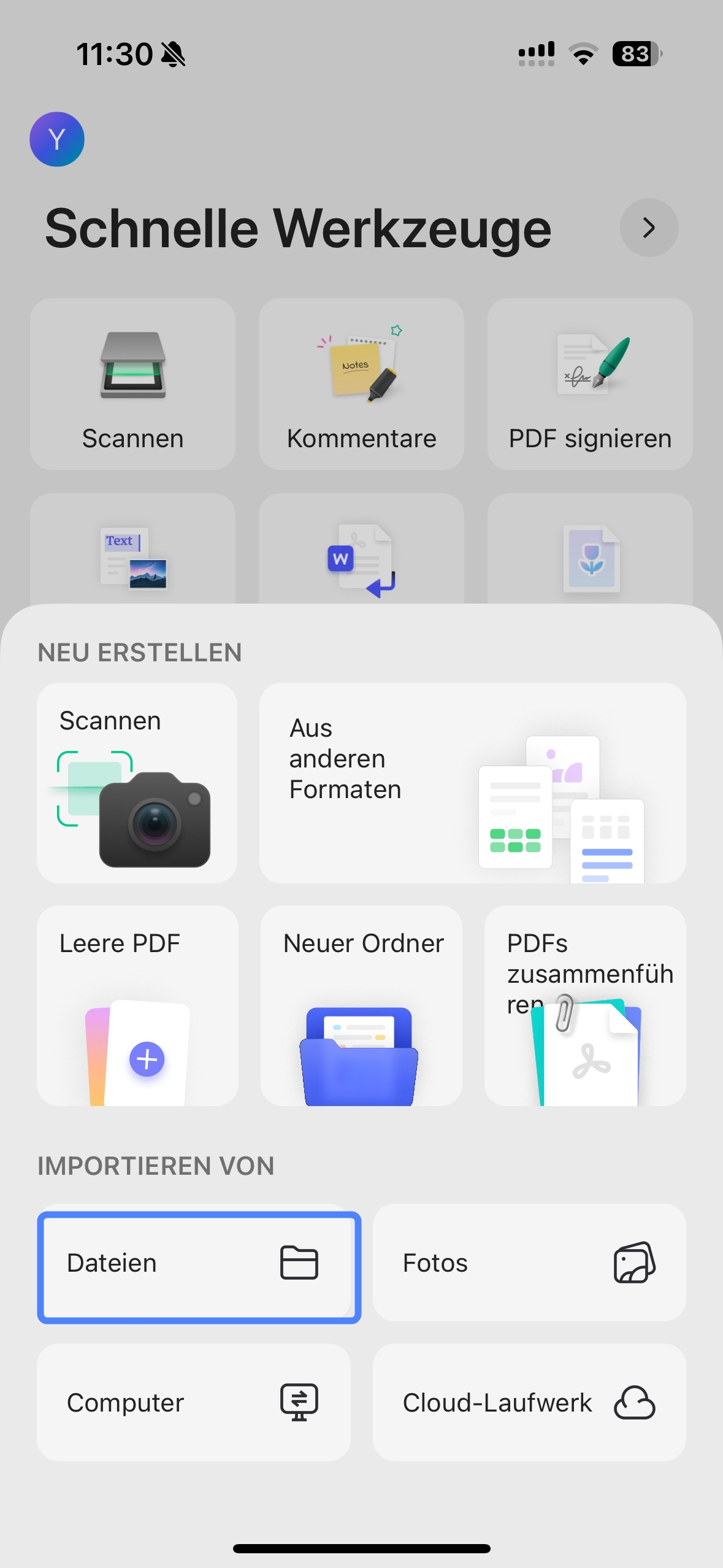 wählen Sie im Bereich „Importieren von“ die Option „Dateien“
