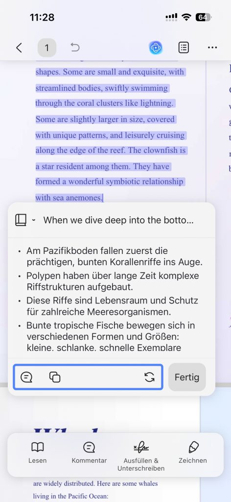 Erklärung generieren und kopieren