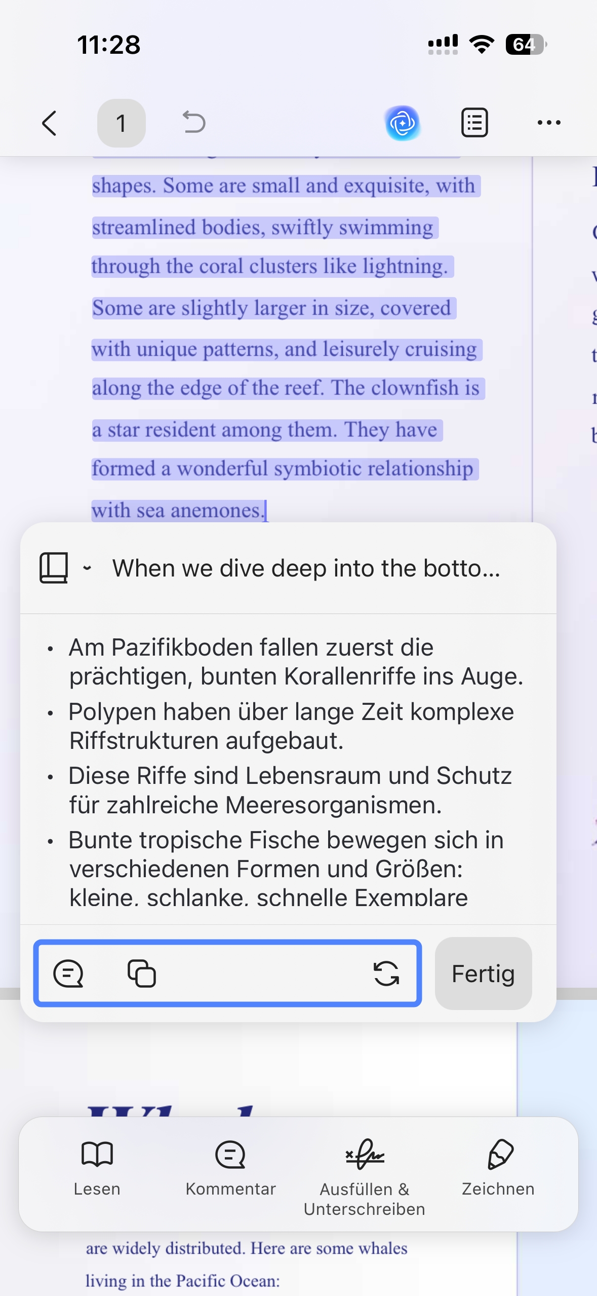 Tippen Sie anschließend auf das Kopier- oder Notizsymbol