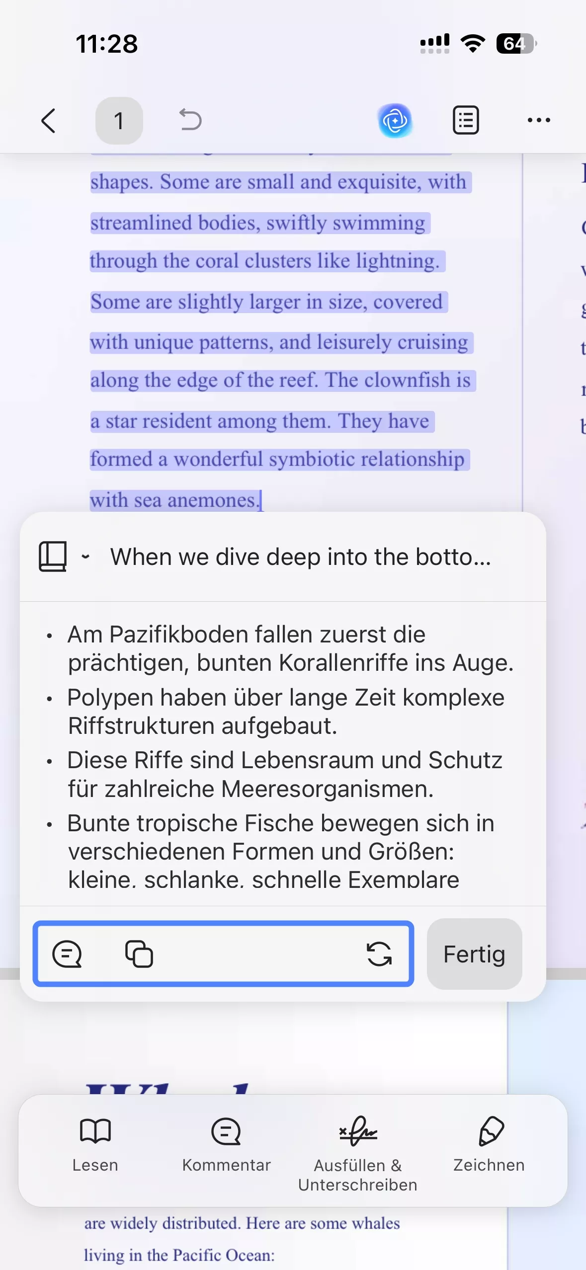 Tippen Sie anschließend auf das Kopier- oder Notizsymbol