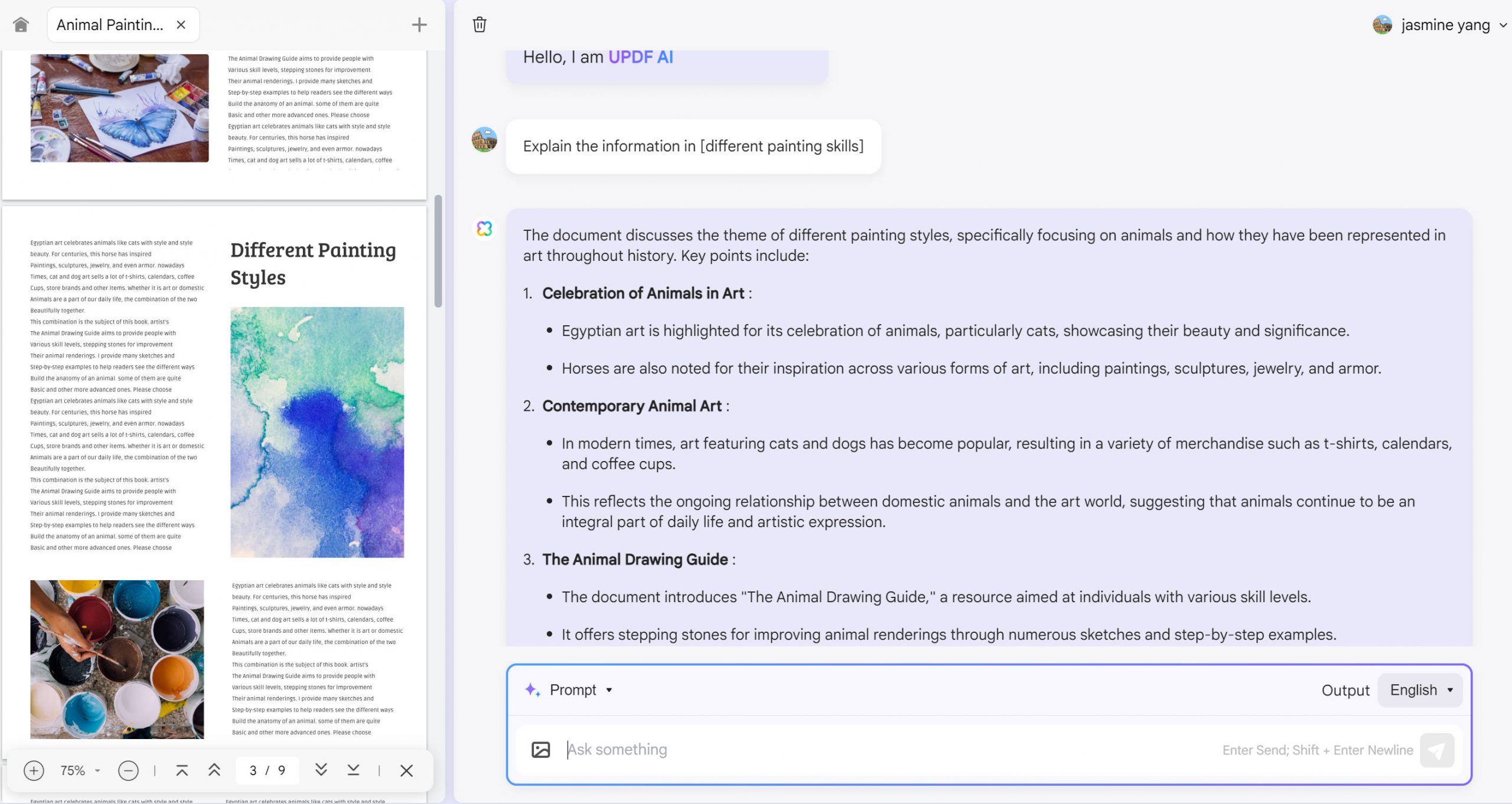 explain the PDF content with UPDF Online AI