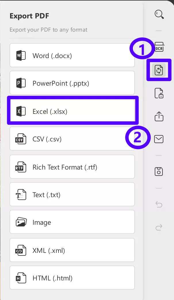 open pdf in excel save as