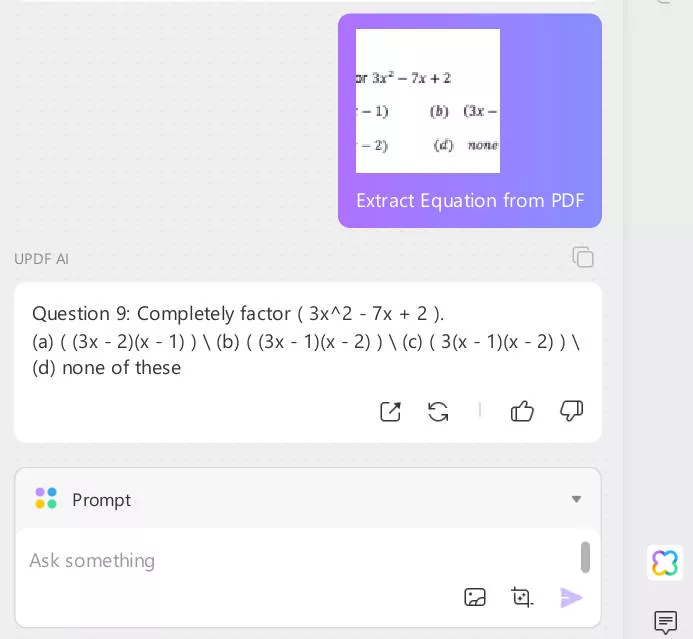 extract equation from pdf with updf ai