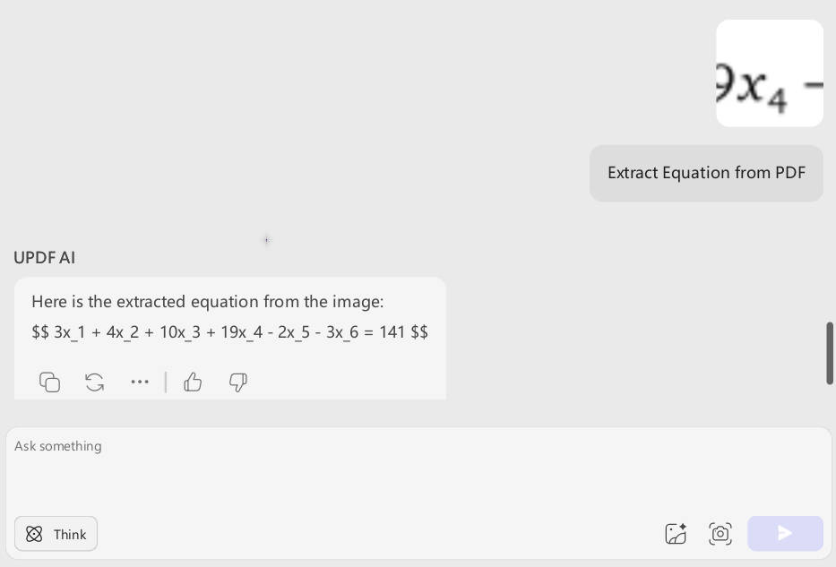 extract equation from pdf with updf ai
