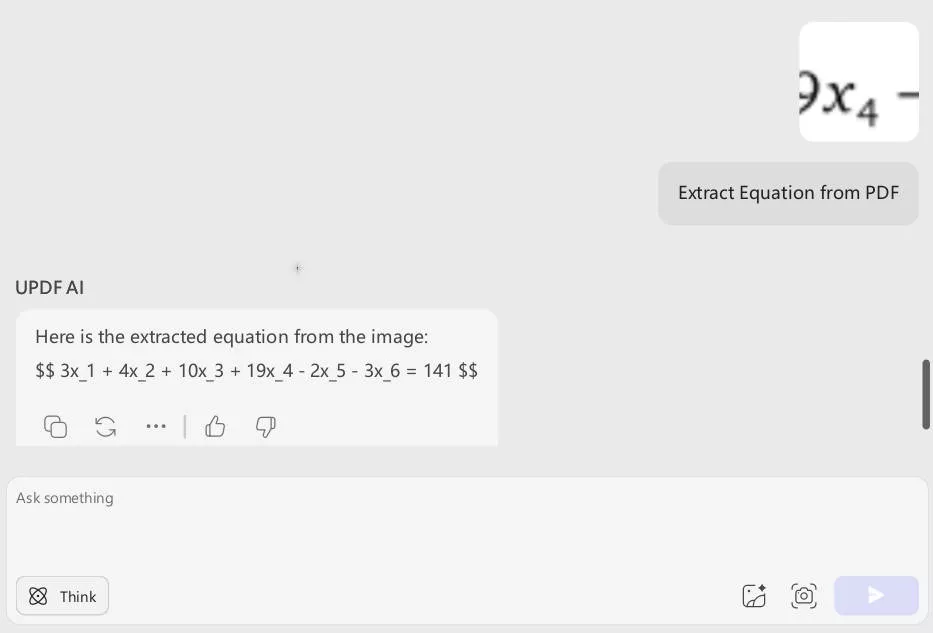 extract equation from pdf with updf ai
