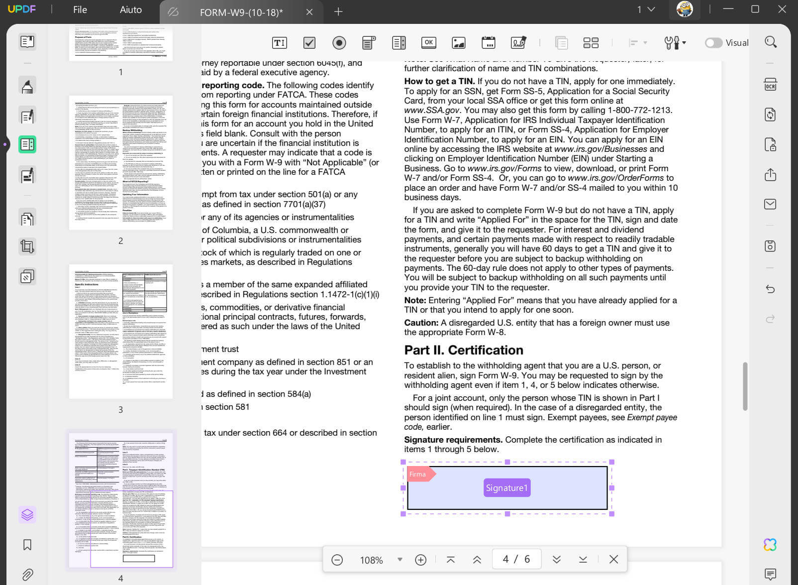 Rendere un PDF firmabile aggiungendo un'area per la firma digitale