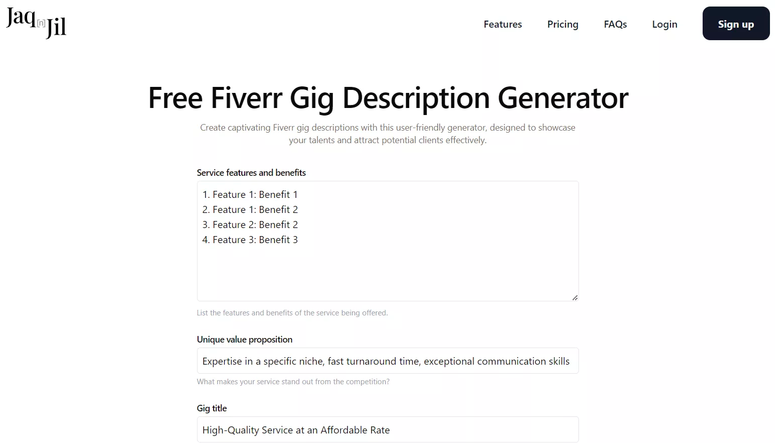 fiverr description generator jagnjil ai