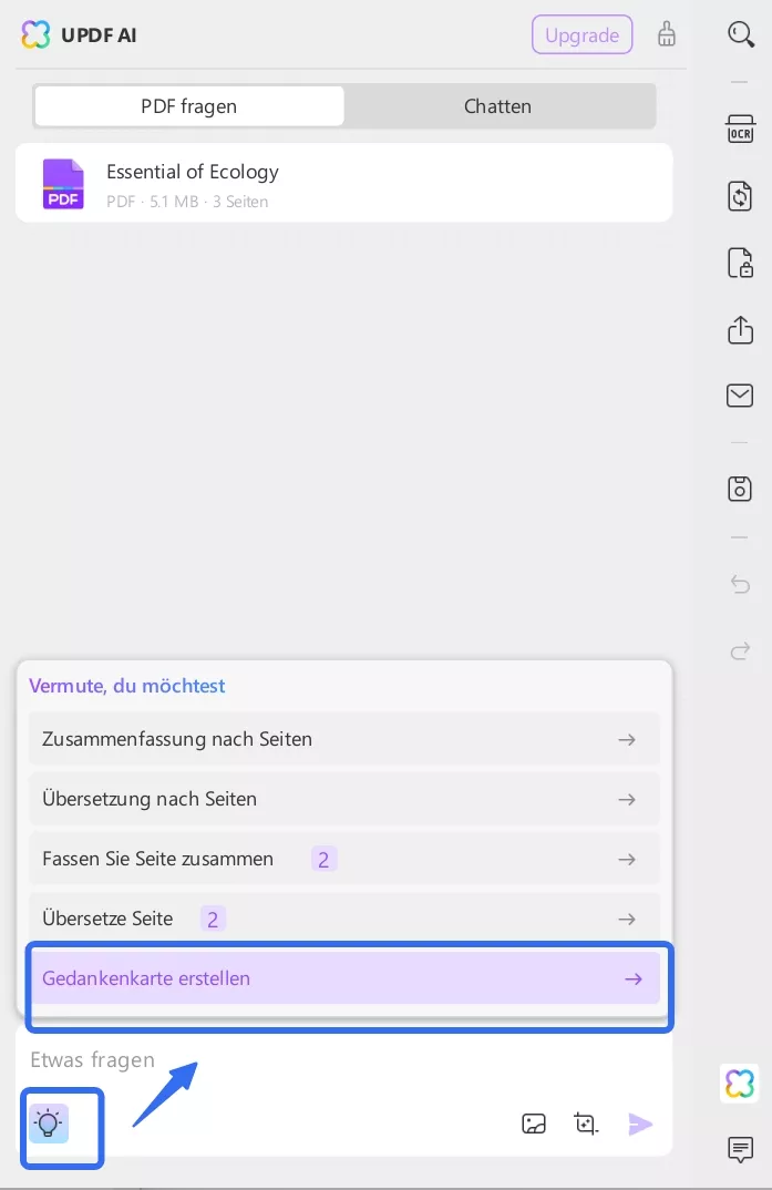 Mind Map aus PDF mit UPDF AI-Fenstern generieren