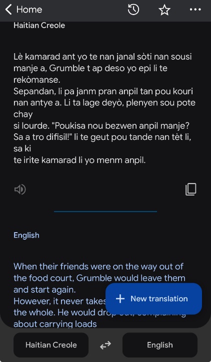 haitian creole to english goole translate android 2