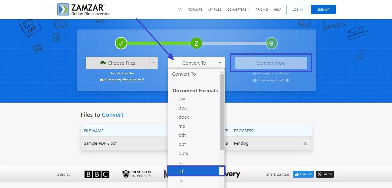 convert file in rtf format