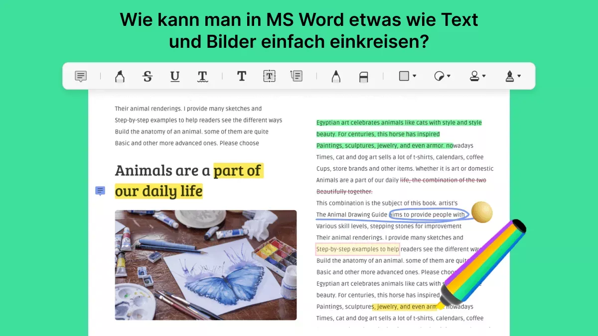 Wie kann man in MS Word Text und Bilder einfach einkreisen?