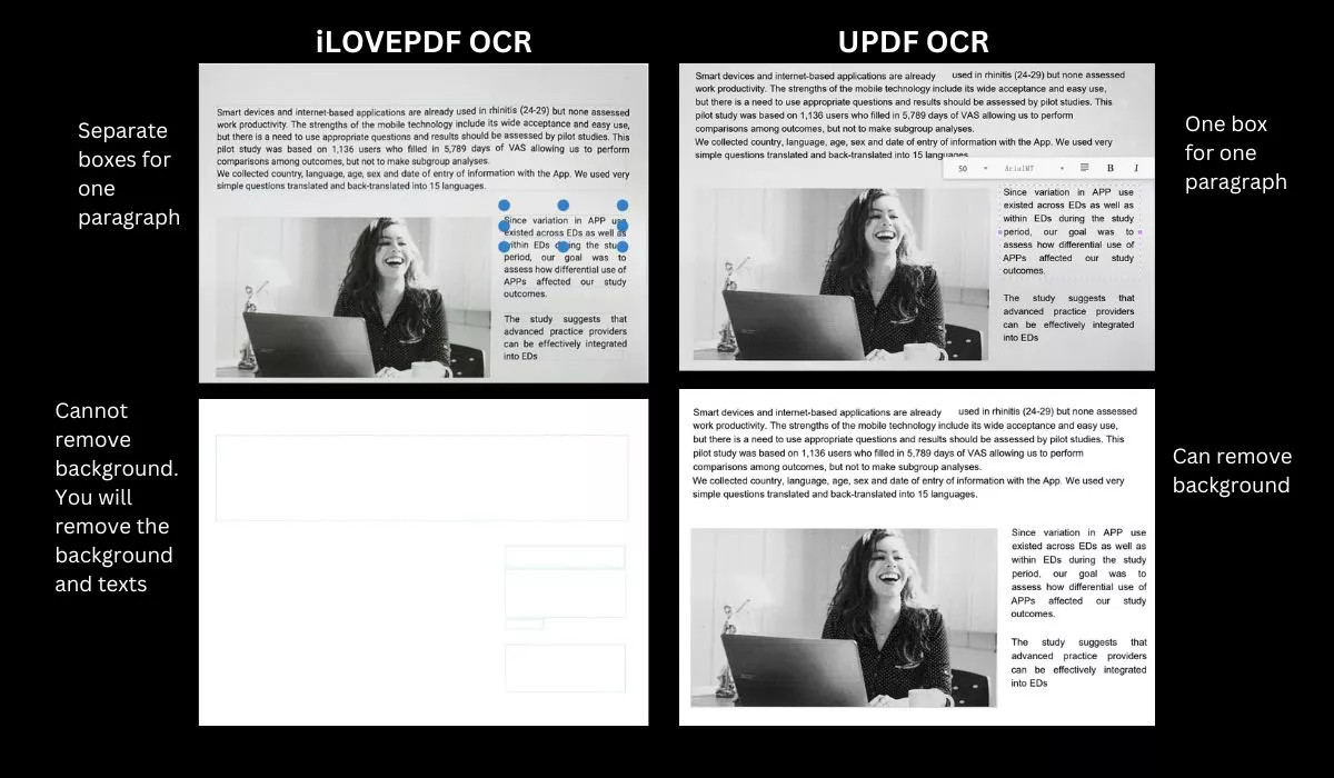 ilovepdf ocr vs updf ocr