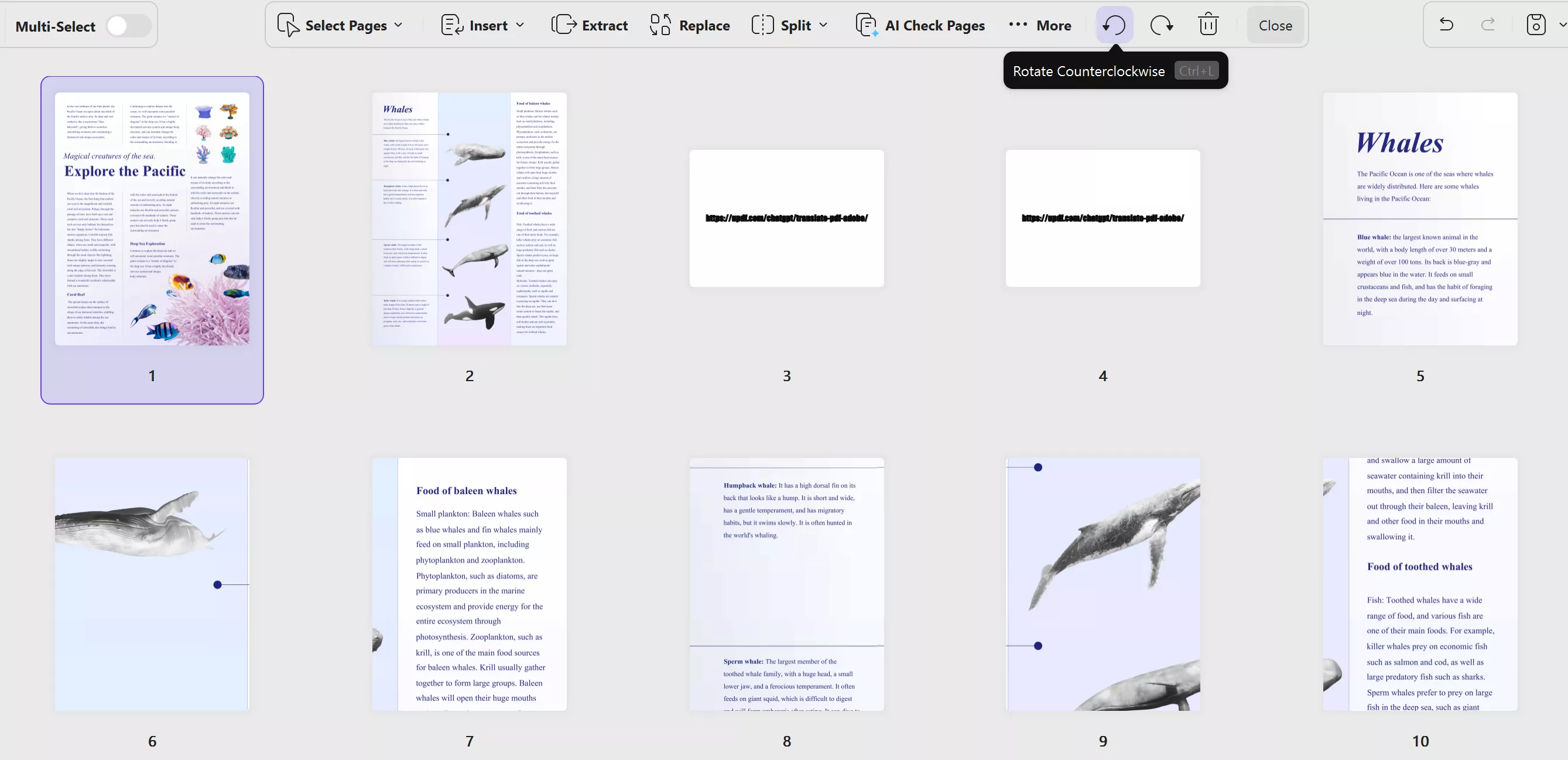 rotate pdf in updf