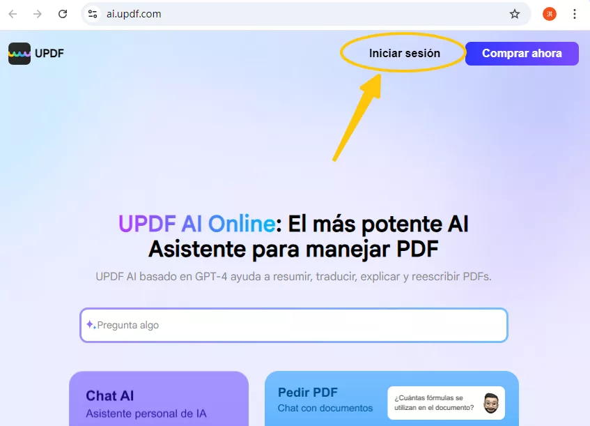 iniciar sesion updf ai