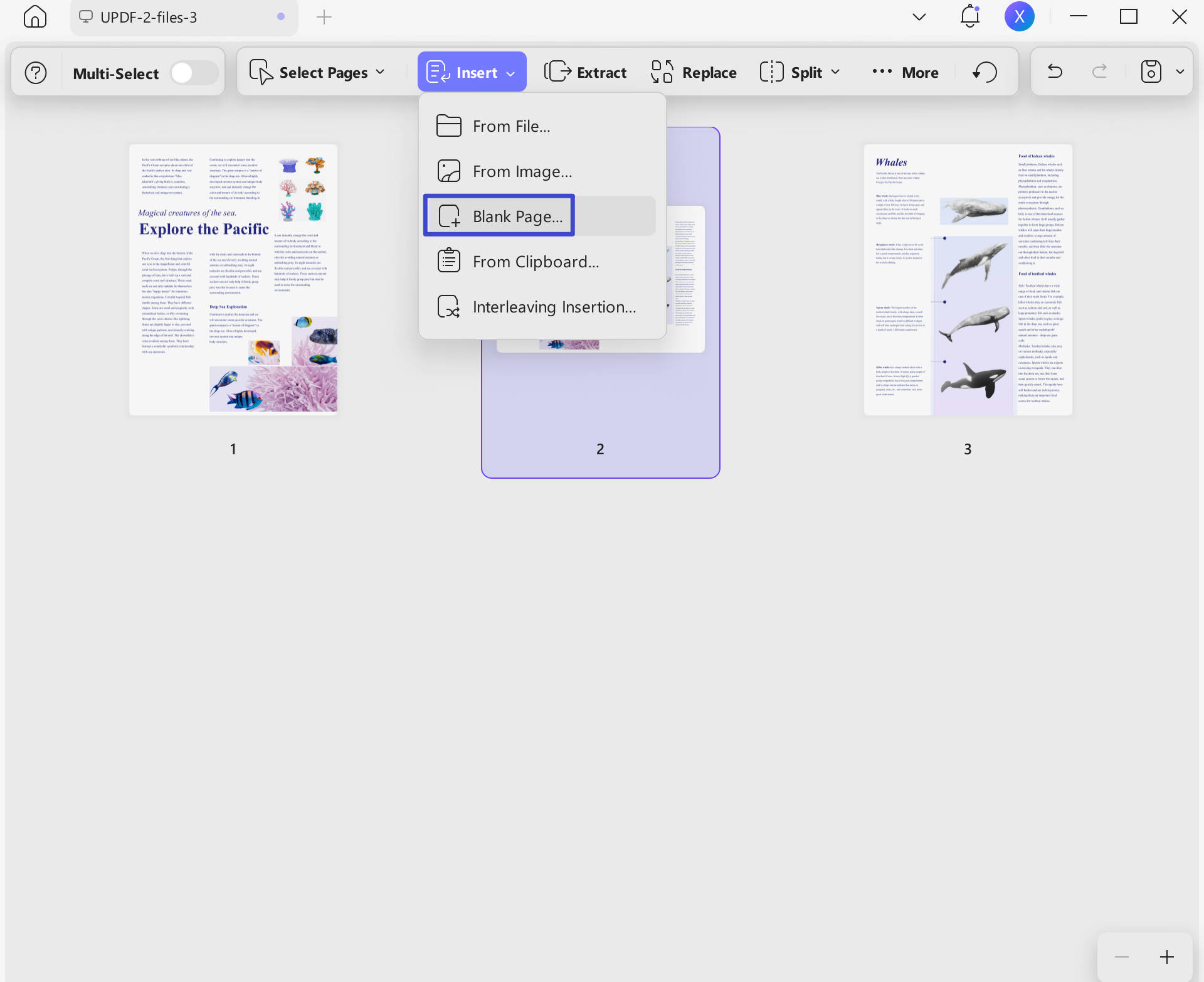 insert a blank PDF page
