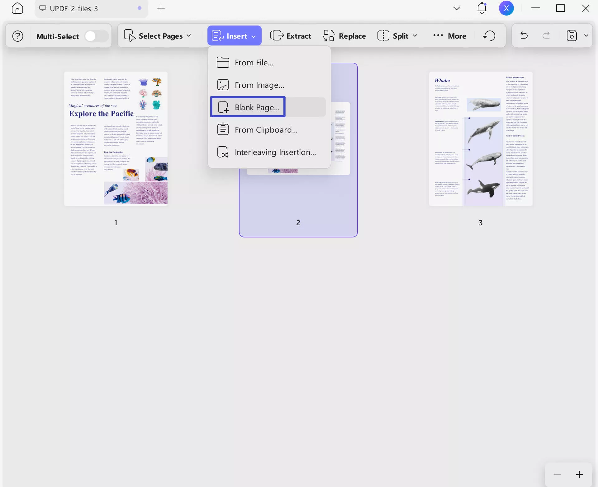 insert a blank PDF page
