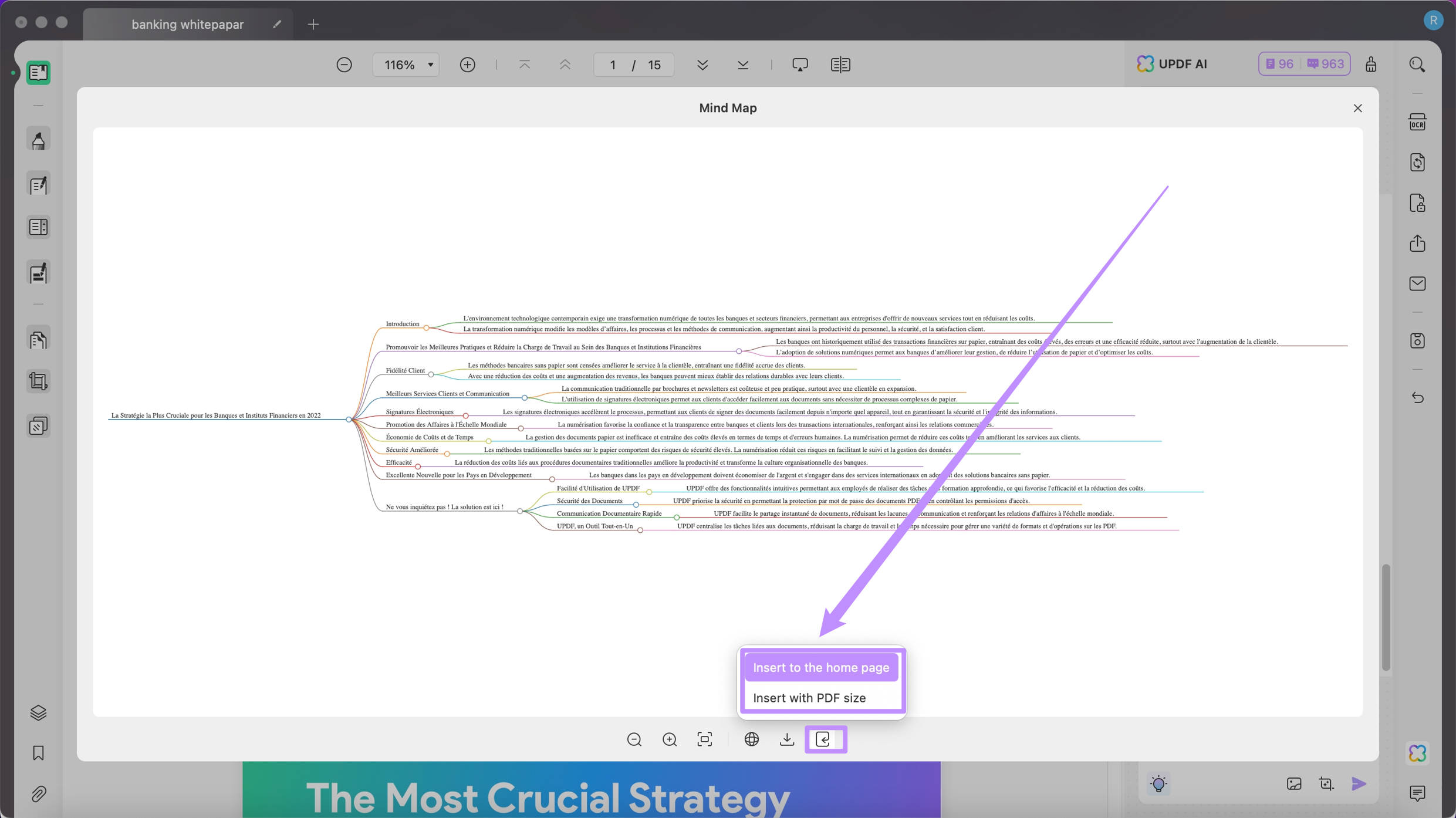 insert mind map to pdf with updf on mac