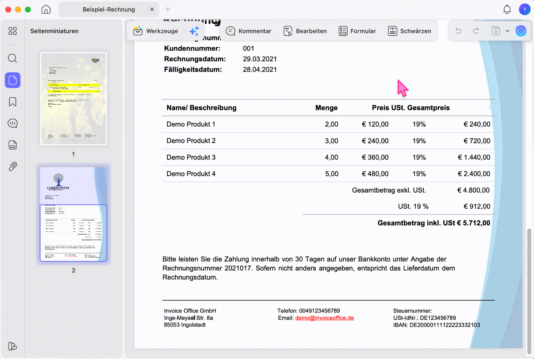 Quittungen mit UPDF AI prüfen und zusammenfassen
