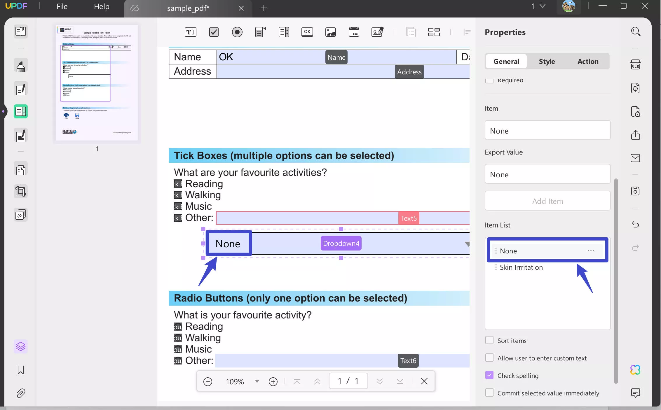 how to edit drop down list in pdf updf