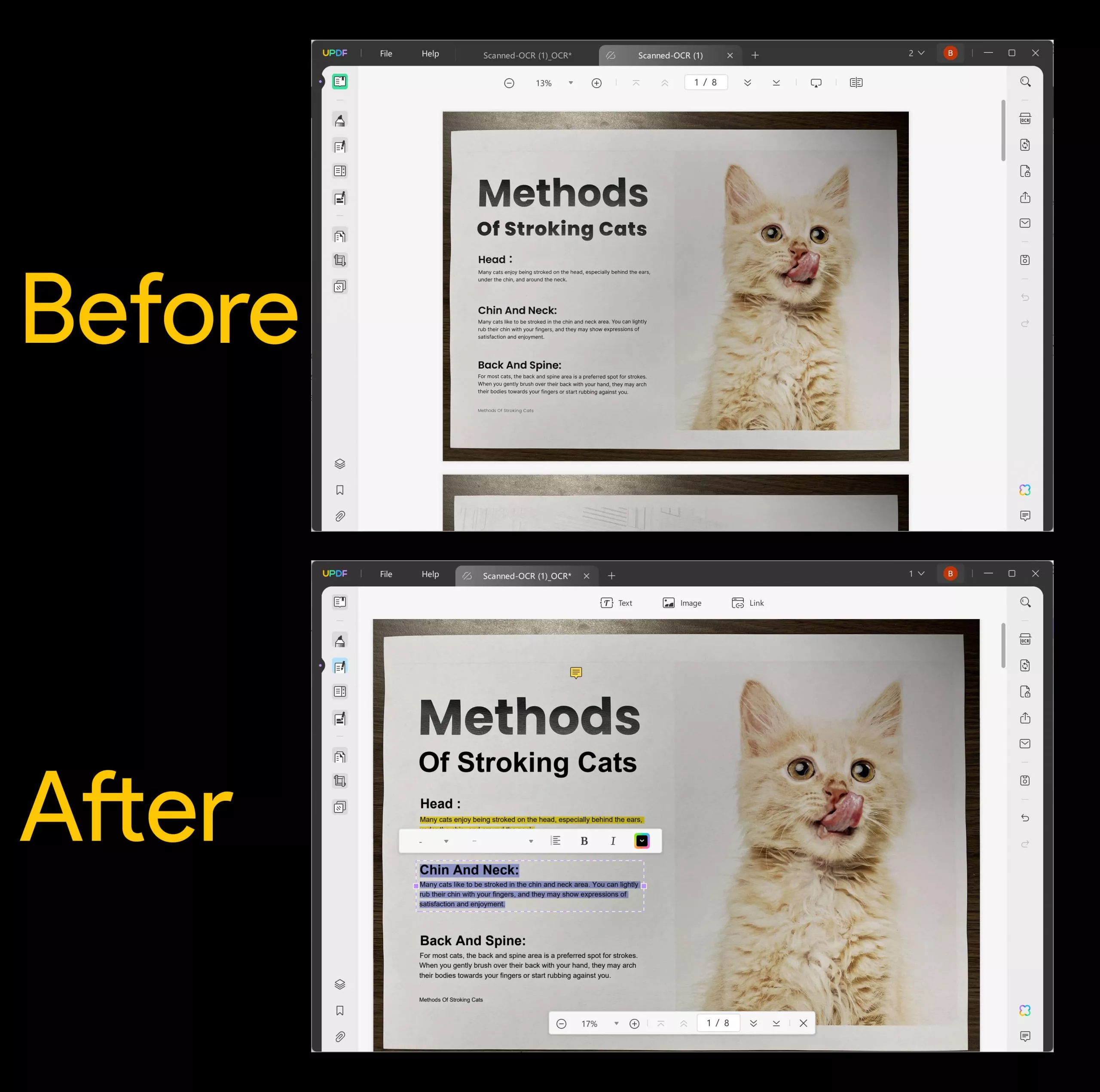 before and after OCR comparison