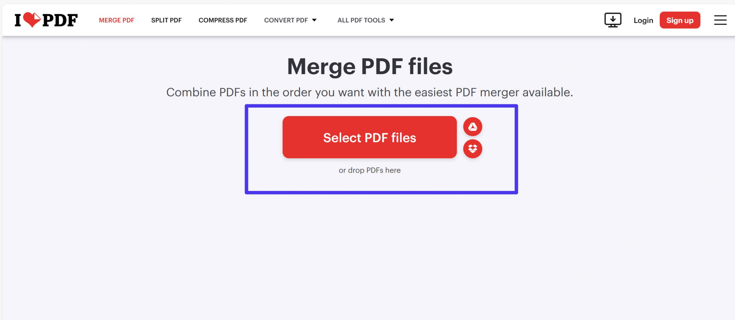 merge pdf in ilovepdf