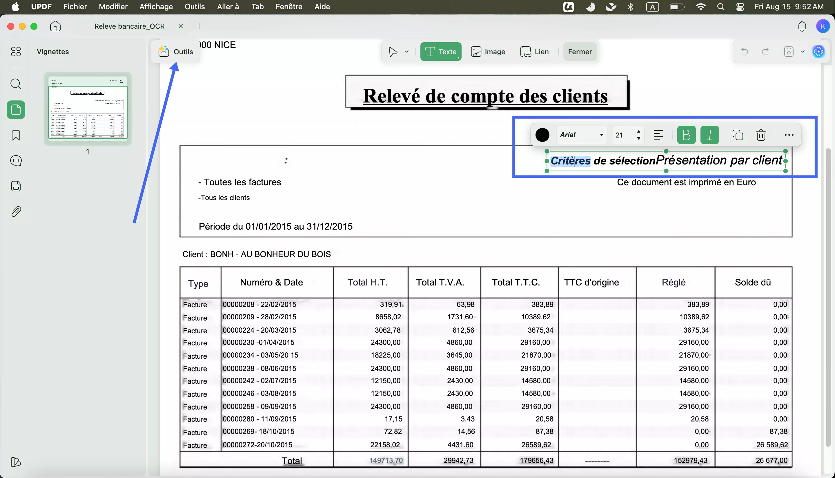 générateur de relevé bancaire updf