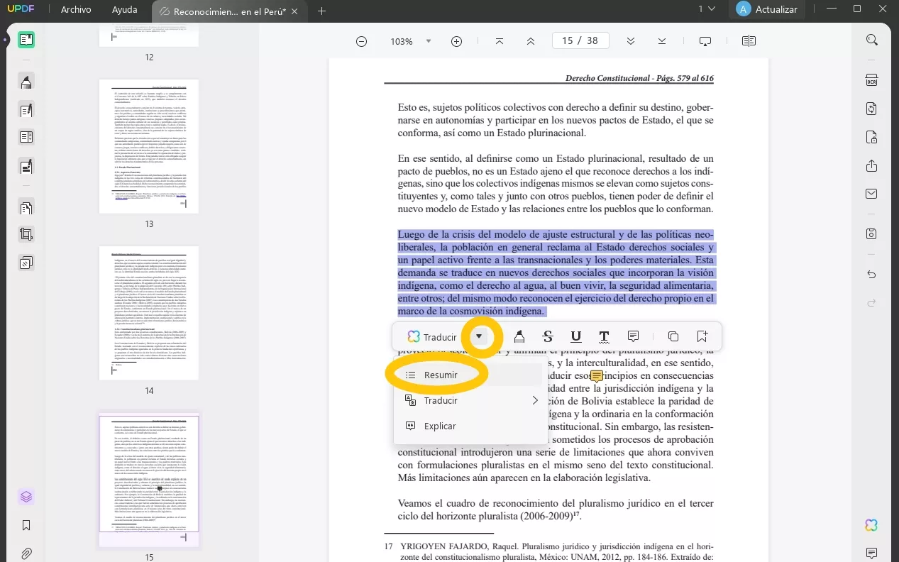 modo lector resumir pdf