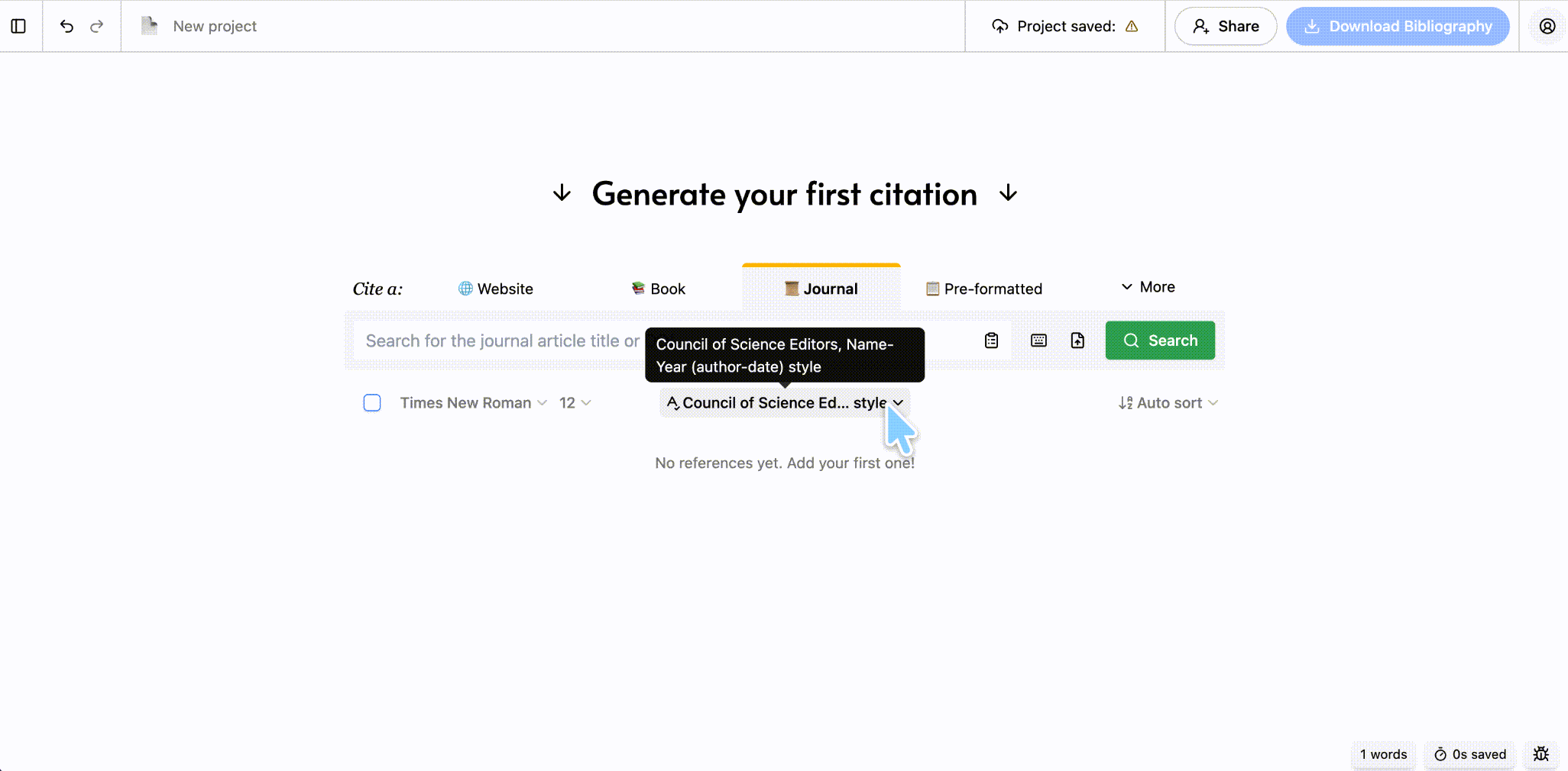 mybib generates cse citation